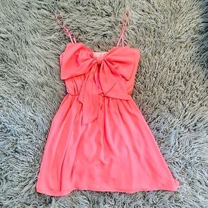 Neon Pink Big Bow Mini Dress S/M